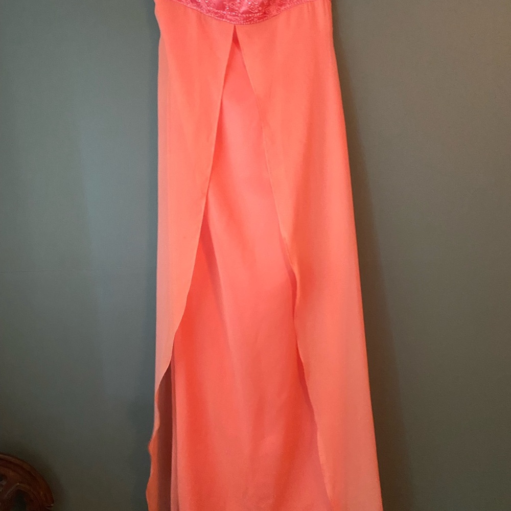 Vintage Alfred Young Pink Peach Beaded Strapless Gown - Picture 3 of 5